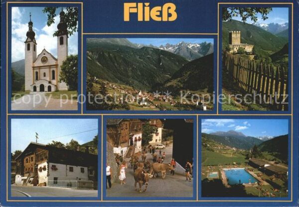 Fliess Kirche Burg Schwimmbad Kühe