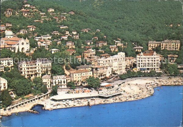 Opatija Abbazia Fliegeraufnahme mit Strand