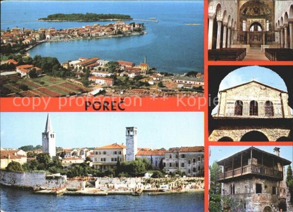 Porec Parenzo Fliegeraufnahme Kirche