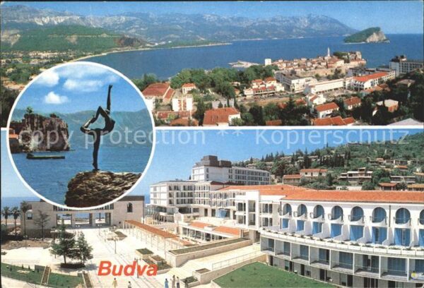 Budva Skulptur am Wasser Stadtpartie Hotel