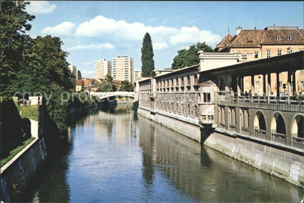 Ljubljana Häuser am Fluss