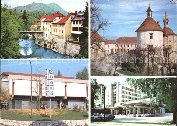 Skofja Loka Sora Schloss Steinbrücke