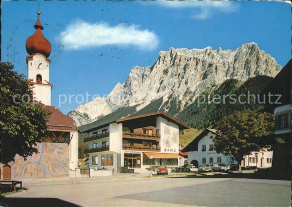 Ehrwald Tirol Zugspitze Kirche Bank