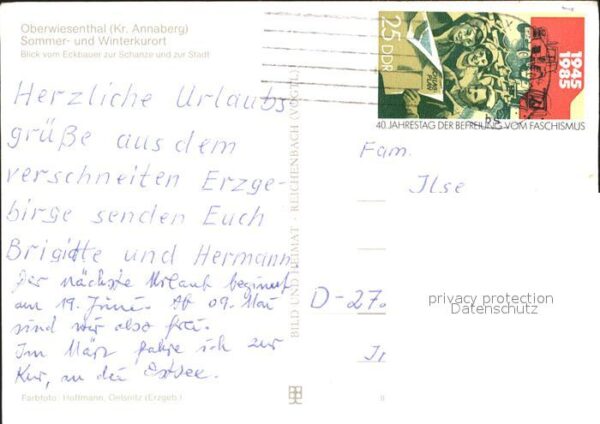 Oberwiesenthal Erzgebirge Blick vom Eckbauer zur Schanze und Stad – Bild 2