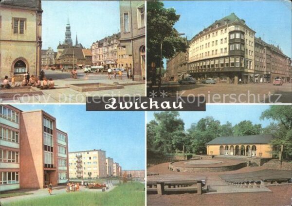 Zwickau Sachsen Blick zum Markt Ringkaffee Freilichtbüh
