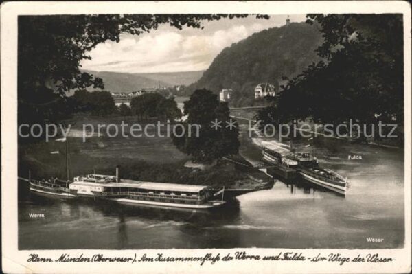 Hann. Muenden Zusammenfluss von Werra und Fulda in di