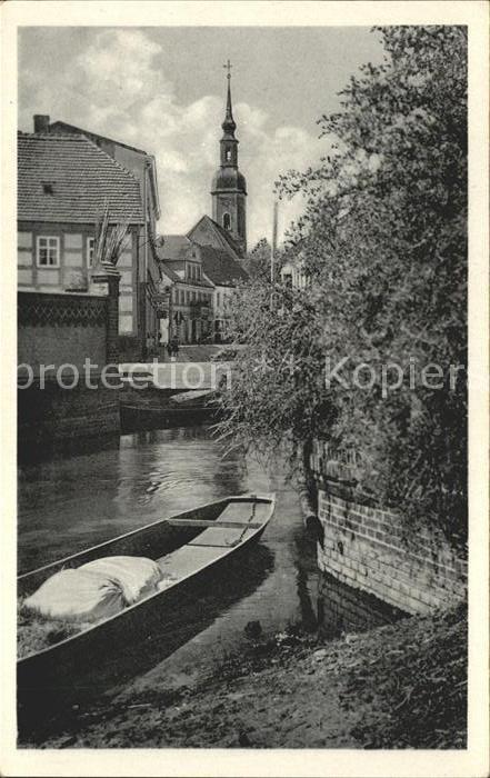 Luebbenau Spreewald Teilansicht Boot Kirche