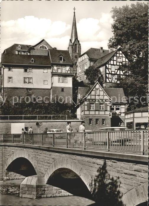Bad Berleburg Teilansicht Brücke Kirchturm