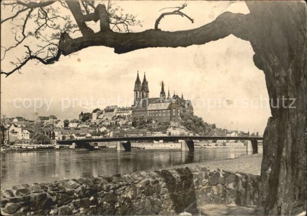 Meissen Elbe Sachsen Stadtansicht Brücke Kirche