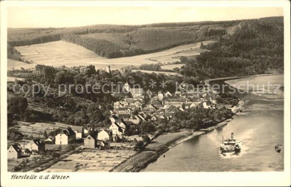 Herstelle Weser Fliegeraufnahme Dampfer