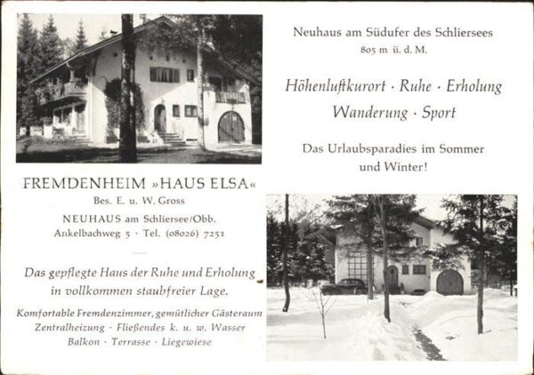 Neuhaus Schliersee Fremdenheim Haus Elsa Höhenluftkurort