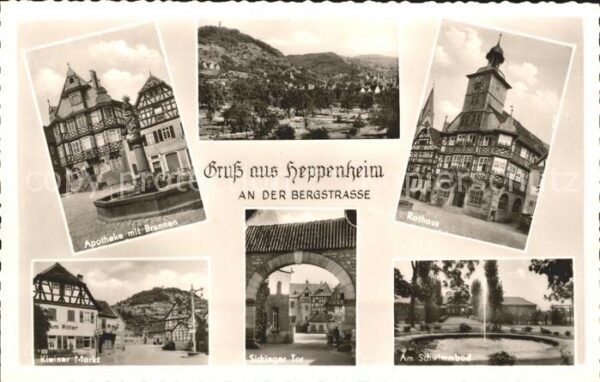 Heppenheim Bergstrasse Apotheke Brunnen Rathaus Kleiner Markt