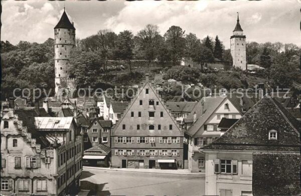 Biberach Riss Kapellenplatz mit Weissem Turm und Gige