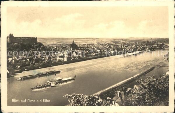 Pirna Panorama Elbe Schiff