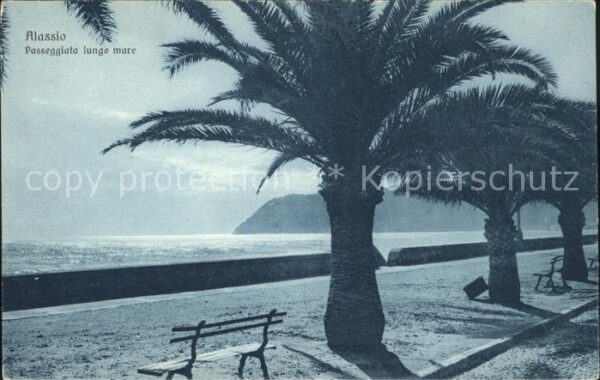 ALASSIO Savona Liguria IT Passeggiata lungo mare Palmen Uferprome