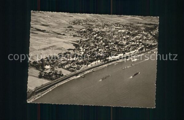 Ruedesheim Rhein Fliegeraufnahme Kupfertiefdruck