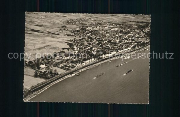 Ruedesheim Rhein Fliegeraufnahme Kupfertiefdruck