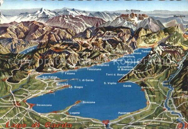 Lago di Garda Gardasee aus der Vogelschau Gebirgspano