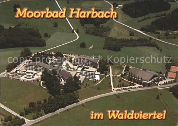 Moorbad Harbach Kuranstalt mit Sportanlage Fliegeraufna