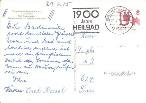 Badenweiler Fliegeraufnahme Fremdenhaus Rosenhaus K – Bild 2