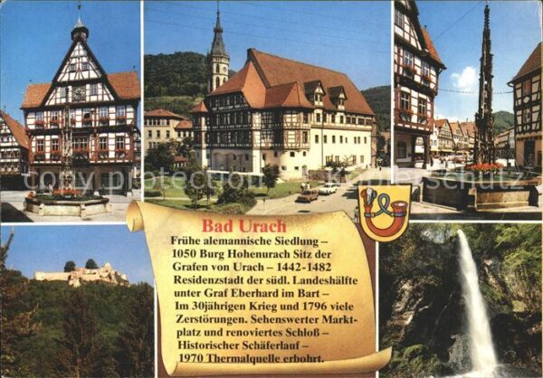 Bad Urach Fachwerkhäuser Wassefall Burg