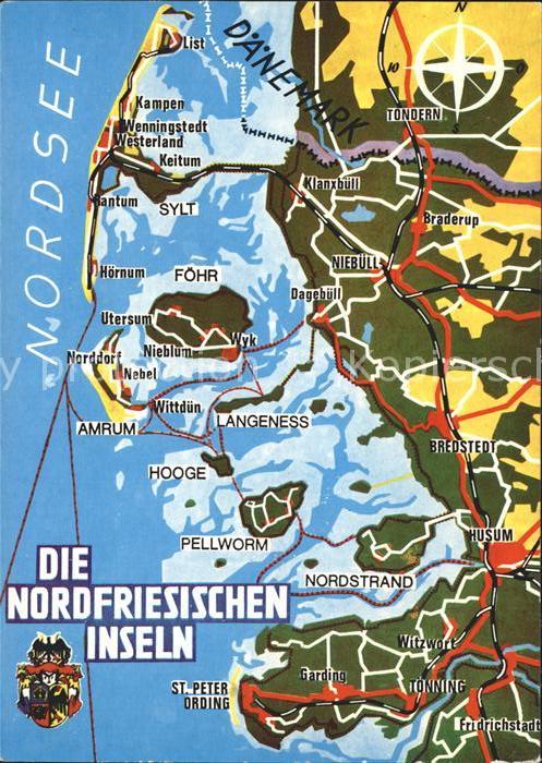 Sylt Nordfriesische Inseln Landkarte