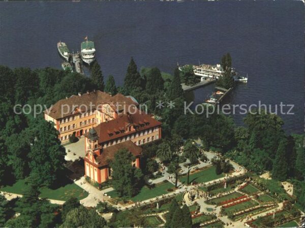 Insel Mainau Fliegeraufnahme Schloss Kirche Rosengar
