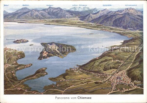 Chiemsee Panoramazeichnung