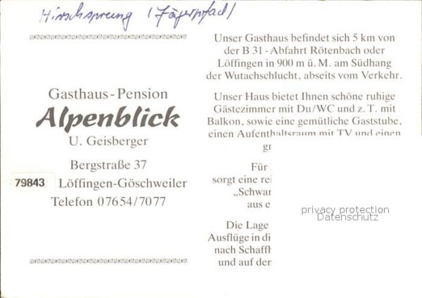 Goeschweiler Gasthaus Alpenblick Hirschsprung Jägerp – Bild 2