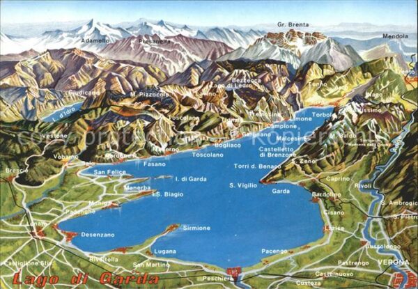Lago di Garda Panoramakarte Pacengo Gr Brenta Mendola