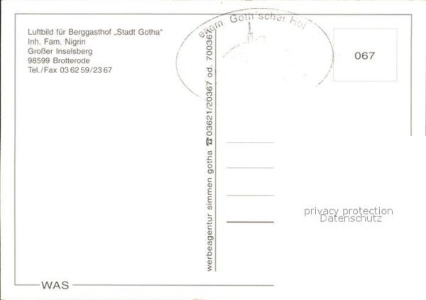 Brotterode Fliegeraufnahme Berggasthof Stadt Gotha – Bild 2