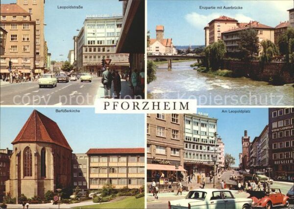 Pforzheim Leopoldstrasse Enzpartie mit Auerbrücke