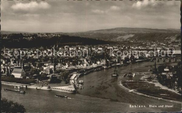 Koblenz Rhein Fliegeraufnahme Zusammenfluss Rhein und