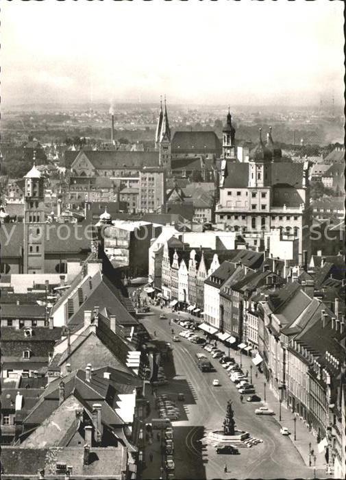 Augsburg Maximilianstrasse und Türme der Stadt