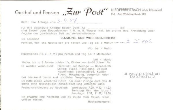Niederbreitbach Gasthof Pension zur Post Terrasse Schla – Bild 2