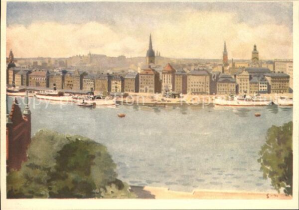Stockholm Altstadt akvarell Stig Södersten