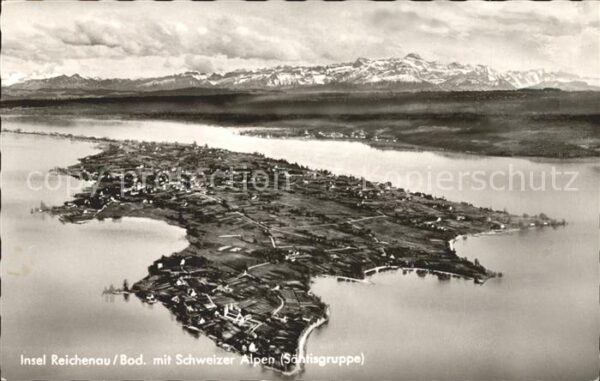 Insel Reichenau Fliegeraufnahme Säntisgruppe