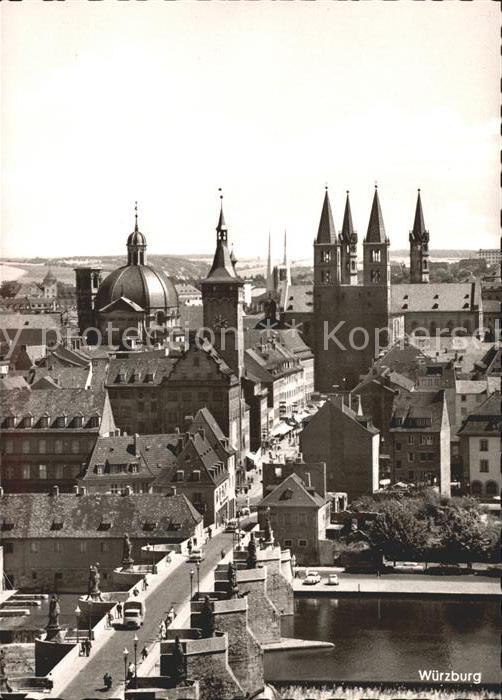 Wuerzburg Teilansicht Brücke Kirche