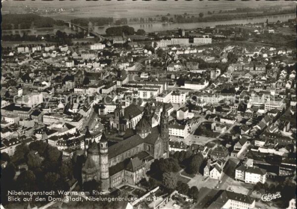 Worms Rhein Fliegeraufnahme Dom Stadt Nibelungenbrü