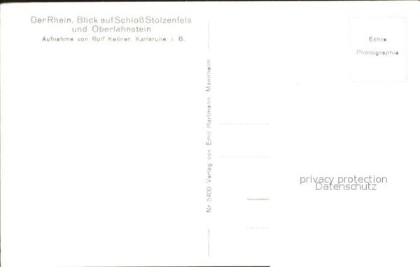 Foto Kellner Rolf Nr. 5400 Rhein Schloss Stolzenfels Oberlahn – Bild 2