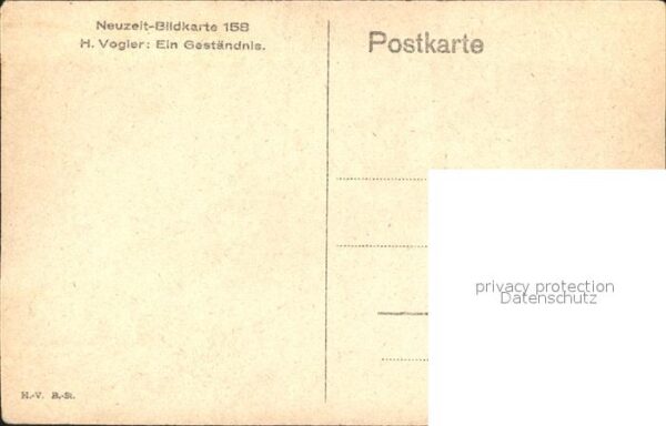 Kuenstlerkarte H. Vogler Ein Geständnis Neuzeit-Bildka – Bild 2
