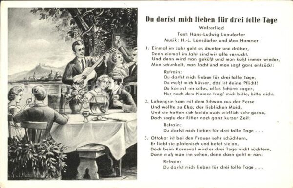 Liederkarte Du darfst mich lieben für drei tolle Ta