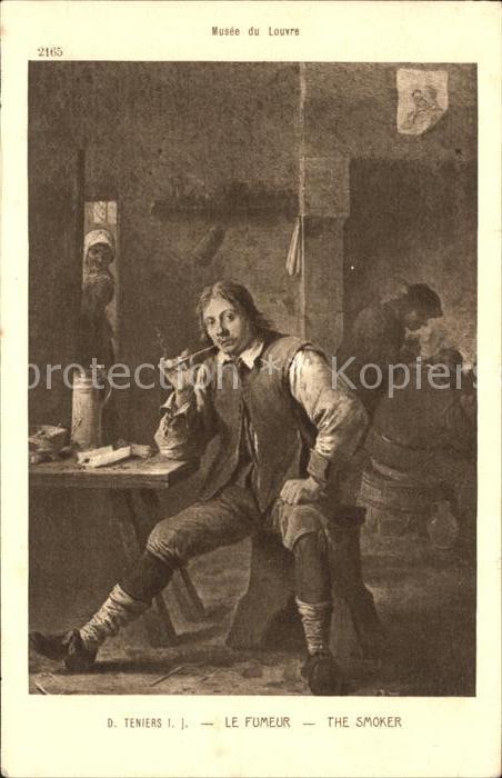 Kuenstlerkarte D. Teniers Le Fumeur The Smoker