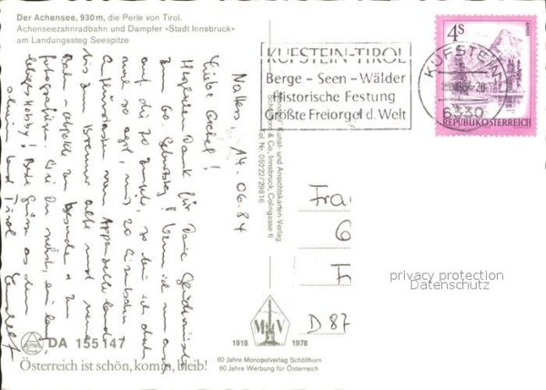 Zahnradbahn Achensee Dampfer Stadt Innsbruck Landun – Bild 2