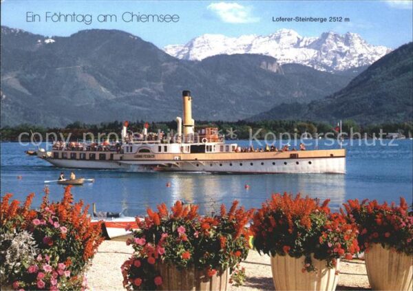Dampfer Seitenrad Ludwig Fessler Chiemsee Bayerische Alpe