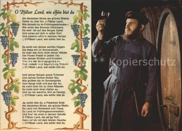 Wein Liederkarte O Pfälzer Land wie schön du