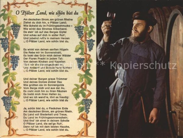 Wein Liederkarte O Pfälzer Land wie schön bi