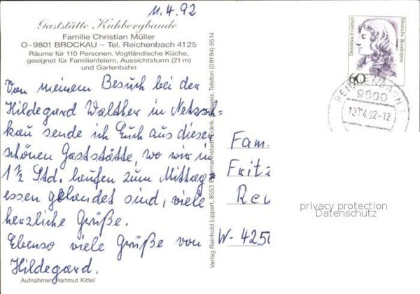 Reichenbach Vogtland Brockau Gaststätte Kuhbergbaude Turm Sp – Bild 2
