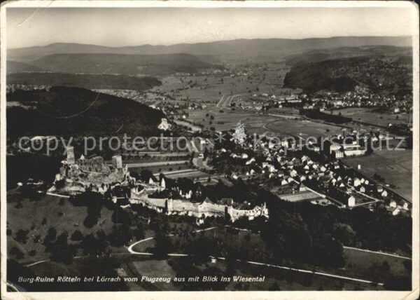 Loerrach Burg Ruine Fliegeraufnahme Wiesental