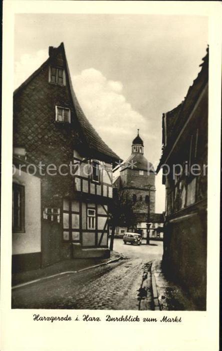 Harzgerode Blick zum Markt und Kirche